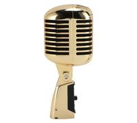 Vintage Microphone, Professional Retro Dynamic Vocal Microphone Zinc Alloy Self Tensioning Rotating Rack for KTV Party (Gold)