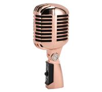 Vintage Microphone, Professional Retro Dynamic Vocal Microphone Zinc Alloy Self Tensioning Rotating Rack for KTV Party (Rose Gold)