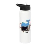 Vintage Mid-Century Cat Retro Atomic Age TV Decor Design Stainless Steel Insulated Water Bottle