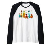 Vintage Mid Century Modern Look Cat Band 50s 60s Style Gifts Camiseta Manga Raglan