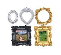 Vintage Mini Frames, Antique Photo Decor, 5 Piece Tiny Picture Frames with Stand, Elegant Resin Display Set, Decorative Art Frame with Classic, Photo Display for Wall Gallery