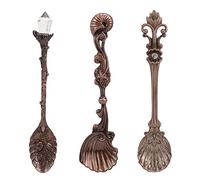 Vintage Mini Zinc Alloy Coffee Spoons 3 - Pack | Reusable Stirring Spoons for Dessert/Tea/Ice Cream | Elegant Bronze Finish, 4.3 - inch Mini Spoons for Home & Cafe