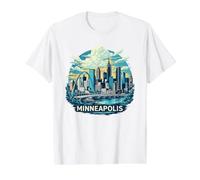 Vintage Minneapolis Minnesota Sunset Skyline Cityscape Retro Camiseta gráfica económica, Hombre, Blanco, M