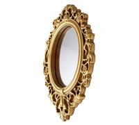 Vintage Mirror - 5x7cm Rustic Resin Small Mirror Elegant Wall Art, Miniature Classical Round Carved Mirrors | Gold Silver Room Decor For Home Bedroom Nursery Apartment