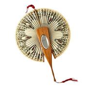 Vintage Mirrored Hand Fan - European Folding Lace Fan, Retro Folding Hand Fans with Concealed Mirror & Lace Trim, Elegant European Style Accessory for Weddings, Parties, Masquerades & Photo Props