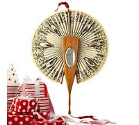 Vintage Mirrored Hand Fan - Folding Handheld European Retro Decor, 1 Mechanical Fan With Lace Trim For Collectors, Parties, Prom, Dating, Masquerade, Wedding And Home Displays, Elegant Style Apparatus