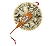Vintage Mirrored Hand Fan - Folding Handheld European Retro Decor, Mechanical Fan with Lace Trim, Antique Style Reflector Pocket Ventilator | Victorian Foldable Mirror Accent Blower Embroidered for Co