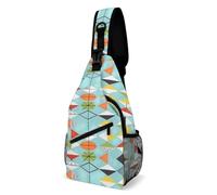 Vintage Mochila De Pecho Patrón Retro Moderno Colorido De Mediados De Siglo Bolsos Cruzados Intemperie Sling Bag Para Colegio, Camping, Vida