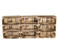 Vintage-Möbel24 GmbH Juego de 3 cajas de fruta flambeadas como estantería con 3 compartimentos, caja de madera con aspecto flameado como estantería para especias, 50 x 40,5 x 24 cm