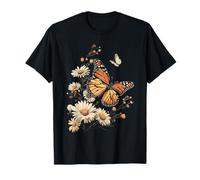 Vintage Monarca Mariposa Floral Margarita Flor Niña Planta Mam Camiseta