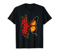 Vintage Monarca Mariposa Flores Flores Neo Tattoo Art Camiseta