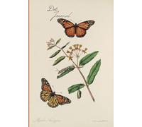 Vintage Monarch Butterfly Life Cycle Print Dot Journal: Butterfly and Milkweed Antique Parchment Illustration Dotted Notebook, 6x9, 256 Pages