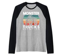 Vintage Monster Trucks Son Mi Jam Monster Truck Silueta Camiseta Manga Raglan