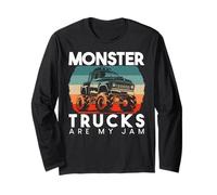 Vintage Monster Trucks Son Mi Jam Monster Truck Silueta Manga Larga