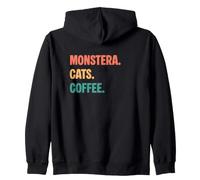 Vintage Monstera Cats Amantes del café Sudadera con Capucha
