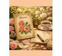 Vintage Monthly Undated Junk Journal - Peach & Pink Roses Theme: 116-Page Planner & Sketchbook | Printable Digital Download