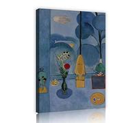 Vintage Moon Night Langscape Henri Matisse, The Blue Window Canvas Prints Wall Art Pictures for Bedroom Farmhouse Decor 100x70cm innerframe