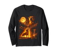 Vintage Moonlight Dog Funny Bulldog Aullando en la Luna Manga Larga