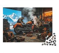 Vintage Moto 1000 Piece Jigsaw Puzzle Recycled Rustic Garage Mayores Puzzles Party Juego Accesorios Desarrollo Chico & Chica‘s Inteligencia Educativo Divertido 38x26cm/1000pcs