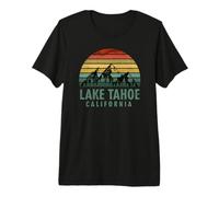Vintage Mountains Hiking Camping Lake Tahoe California Camiseta Premium