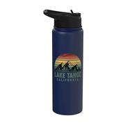 Vintage Mountains Hiking Camping Lake Tahoe California Stainless Steel Insulated Water Bottle