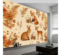 Vintage Murales De Papel Pintado 200 x 140 cm, Fotomurales Pared Tejido No Tejido Animales Del Bosque Plantas Decorativos Murales póster para Dormitorio Salón TV Pared