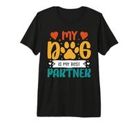Vintage My Dog Is My Best Partner Funny Puppy Dogs Lovers Camiseta Premium