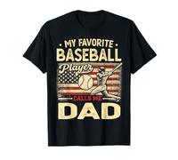 Vintage My Favorite Baseball Player Calls Me Dad Bandera de EE. UU Camiseta