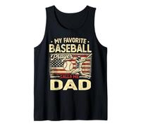 Vintage My Favorite Baseball Player Calls Me Dad Bandera de EE. UU Camiseta sin Mangas