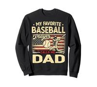 Vintage My Favorite Baseball Player Calls Me Dad Bandera de EE. UU Sudadera