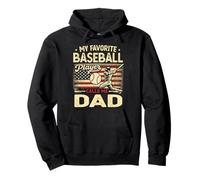 Vintage My Favorite Baseball Player Calls Me Dad Bandera de EE. UU Sudadera con Capucha