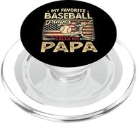 Vintage My Favorite Baseball Player Calls Me Papa Bandera de EE. UU PopSockets PopGrip para MagSafe