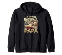 Vintage My Favorite Baseball Player Calls Me Papa Bandera de EE. UU Sudadera con Capucha