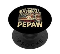 Vintage My Favorite Baseball Player Calls Me Pepaw Bandera de EE. UU PopSockets PopGrip Adhesivo