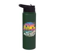 Vintage Myrtle Beach South Carolina Sunset Skyline Cityscape Stainless Steel Insulated Water Bottle