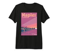 Vintage Naples Pier Puesta del Sol Cielo Nápoles Playa Florida Vacaciones Camiseta Premium
