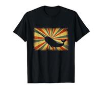 Vintage Narval Océano Ola Estilo Japonés Retro Vida Marina Arte Camiseta gráfica económica, Hombre, Negro, XL