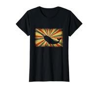 Vintage Narval Océano Ola Estilo Japonés Retro Vida Marina Arte Camiseta gráfica económica, Mujer, Negro, M