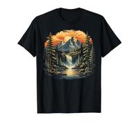 Vintage Nature Reflection Forest Trees Outdoor Wildlife Camiseta gráfica económica, Hombre, Negro, M