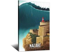 Vintage Nazare Surfing Portugal Viaje Poster Lienzo Pared Casa Habitación Decoración Arte Póster Pintura Cuadro Impresión Regalo Posters