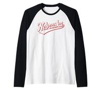 Vintage Nebraska Script Retro Swoosh Men's Women's Tween Camiseta Manga Raglan