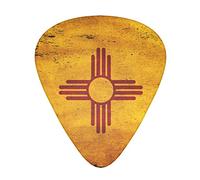 Vintage New Mexico Flag Paquete de 12 púas de guitarra, incluye calibres delgados, medianos y pesados 3 tamaños para púas acústicas eléctricas de guitarra