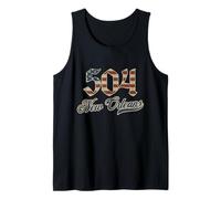 Vintage New Orleans 504 Área Code Patriot USA American Flag Camiseta sin Mangas