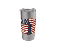 Vintage New York City Shirts with USA Flag, New York City Vaso térmico de acero inoxidable de doble pared