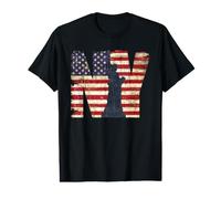 Vintage New York City with USA Flag tee Shirt, New York City Camiseta gráfica económica