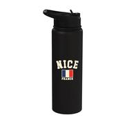 Vintage Nice Francia Bandera Francesa Recuerdo Retro Gráfico Stainless Steel Insulated Water Bottle