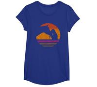 Vintage niñas Hípica Apparel, para Mujer Retro Ecuestre Camiseta, Niñas, Azul Real, M