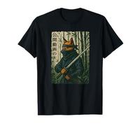 Vintage Ninja Fox Samurai Japonés Ukiyo-e Anime Art Camiseta