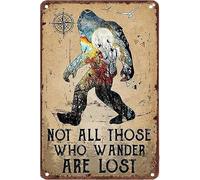 Vintage Not All Who Wander Are Lost Tin Sign Bohemian Travel Theme Decor for Home Kitchen Dining Room Hallway Wall Decor 8 X 12 inch