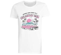 Vintage Nothing Good In A Car Retro Camiseta Blanca Femenina T-Shirt de Manga Corta Female White tee Women Short Sleeve T-Shirt